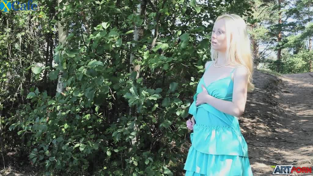 Watch Slim blonde angel wearing blue dress May touches herself by the lake Free Porn Videos | ePornRest.