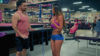 Sweaty coach is mesmerized with stripping sporty babe and fucks her pussy well