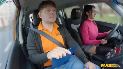 Fit Busty Brunette MILF Tempts Her Shy Driving Instructor To Fuck & Facialize Her Right In the Car