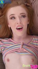 Petite sex-crazed redhead Madi Collins slips her pussy down her stepbrother