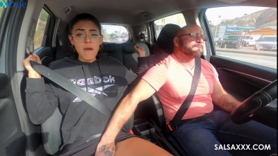 Latin student publicly fucked an Uber driver for the sake of passionate sensations.