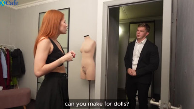 Weird guy brought his blonde doll to a redhead atelier and arranged a hot threesome