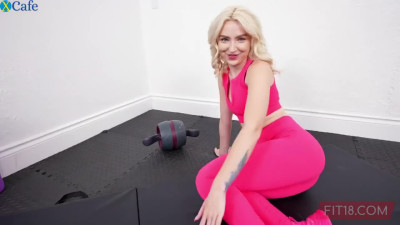 Teen with skinny body and small tits is fucked hard by fitness trainer