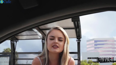 After fingering in the car naughty gal Lexie Fux is pounded doggy hard