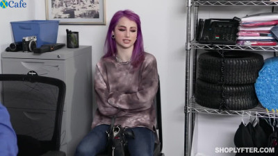 Emo girl with purple hair Val Steele is punished with hard banging