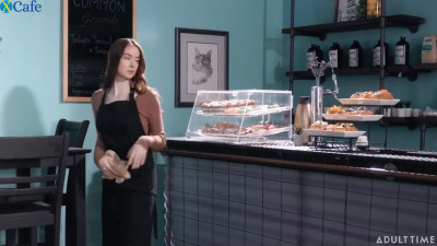 Two Cute Slim Petite Lezzies Eat Each Other's Sweet Pussies In the Pastry Shop