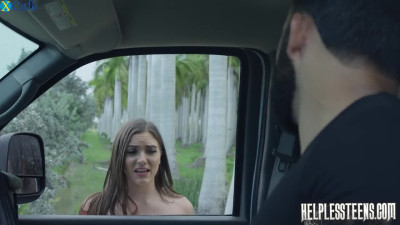 Picked up in the middle of nowhere girl Jessa Blue is monuthfucked in the van