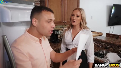 Johnny Has Bad Grades But He Fucks His Perv Busty Blonde Stepmom Perfectly To Make Her Forgive Him