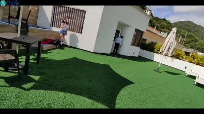 School couple fuck on the school roof and got caught on camera.