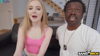 Teen white girl's ass getting licked and destroyed by a big black dick on the couch