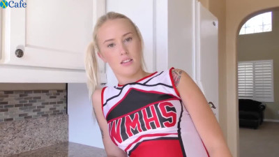 Sexy blonde cheerleader Layla Love is happy to be fucked by her stud