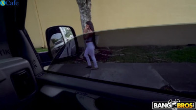 Black hottie with beautiful booty gets picked up and fucked in a van