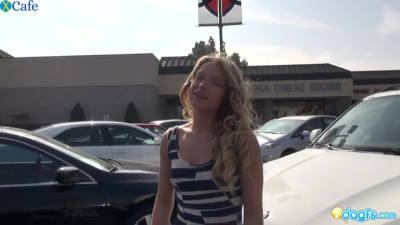 Curly GF Alyssa Branch gives BJ in the car before some good missionary