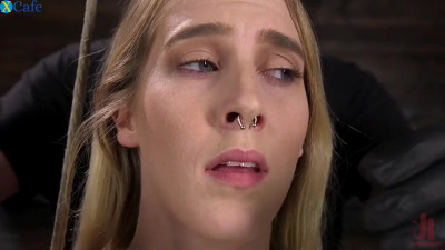 Gagged titless blondie Cadence Lux gets hung up and masturbated rough