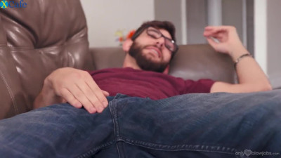 Beautiful Harmony Wonder wakes nerd up by sucking his delicious prick