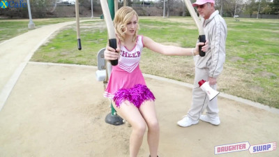 Cute fresh cheerleader Molly Manson ride gaffer's stiff dick on top