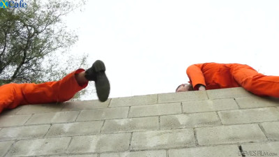 Two escaped prisoners work on soaking pussy of mesmerizing Helena Locke