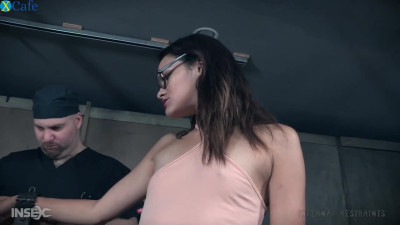 Tall messy haired nerd Eden Sin gets tied up and masturbated hard