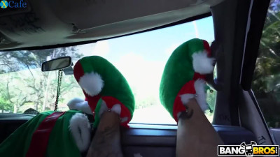 Bootyful blonde elf Maddie Winters gets nailed by perverted Santa in a van