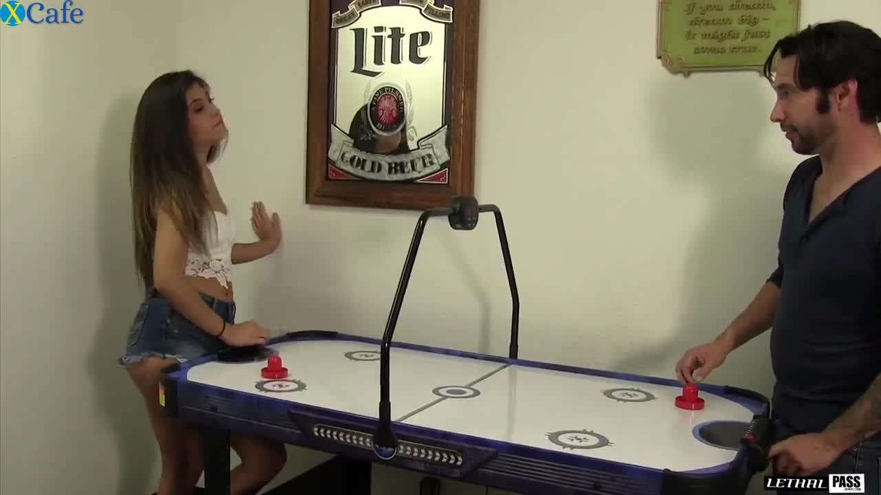 Watch Nice looking Natalie Monroe lures dude for sex during table hockey game Free Porn Videos | ePornRest.