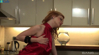 Sleepy stud gets waken up by charming redhead who thirsts for steamy sex