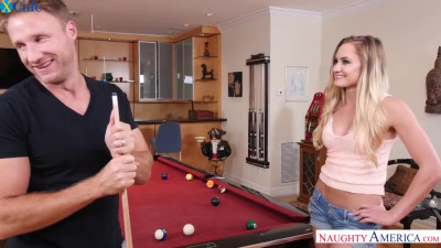 Dude teaches Avalon Heart how to play pool and then he fucks her