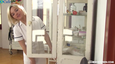 Hot and seductive nurse Zazie Skymm is masturbating at work