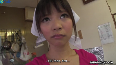 Cute and submissive Japanese young chick groped and toyed at work