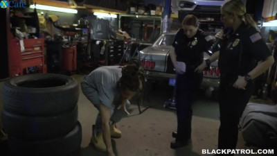 Lustful and horny police officers fuck handsome mechanic in threesome