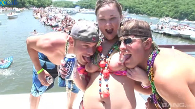 Nasty curvy bitches having fun on the beach party in bikinis