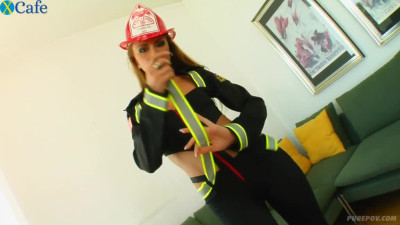 Sexy firefighter Gilda Roberts gives head after striptease