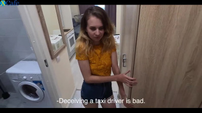 Taxi driver punish fucks naughty Russian teen for not paying for a ride.