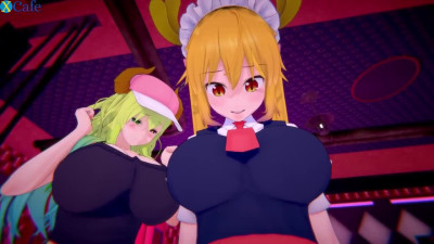 Maid Kobayashi - 3D Futa maids Lucoa and Tohru have big cocks and they'll fuck their master in his ass POV